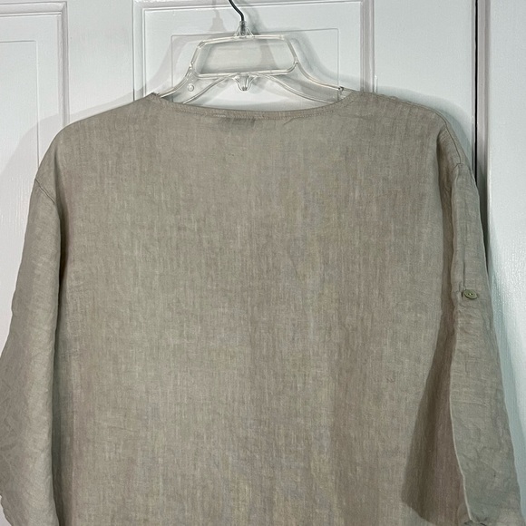 Stella Milani 100% Linen Asymmetric Lagenlook Artsy Boho Dress Tunic Ruffle M - Picture 8 of 15